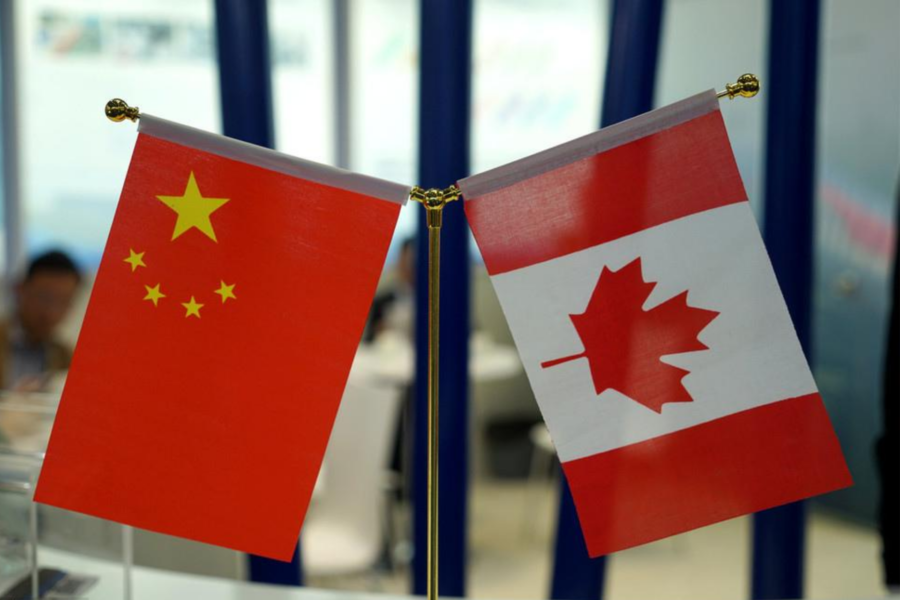 Chinese and Canadian flags